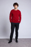 Josh Round-Neck Jumper - Burgundy Red - Men