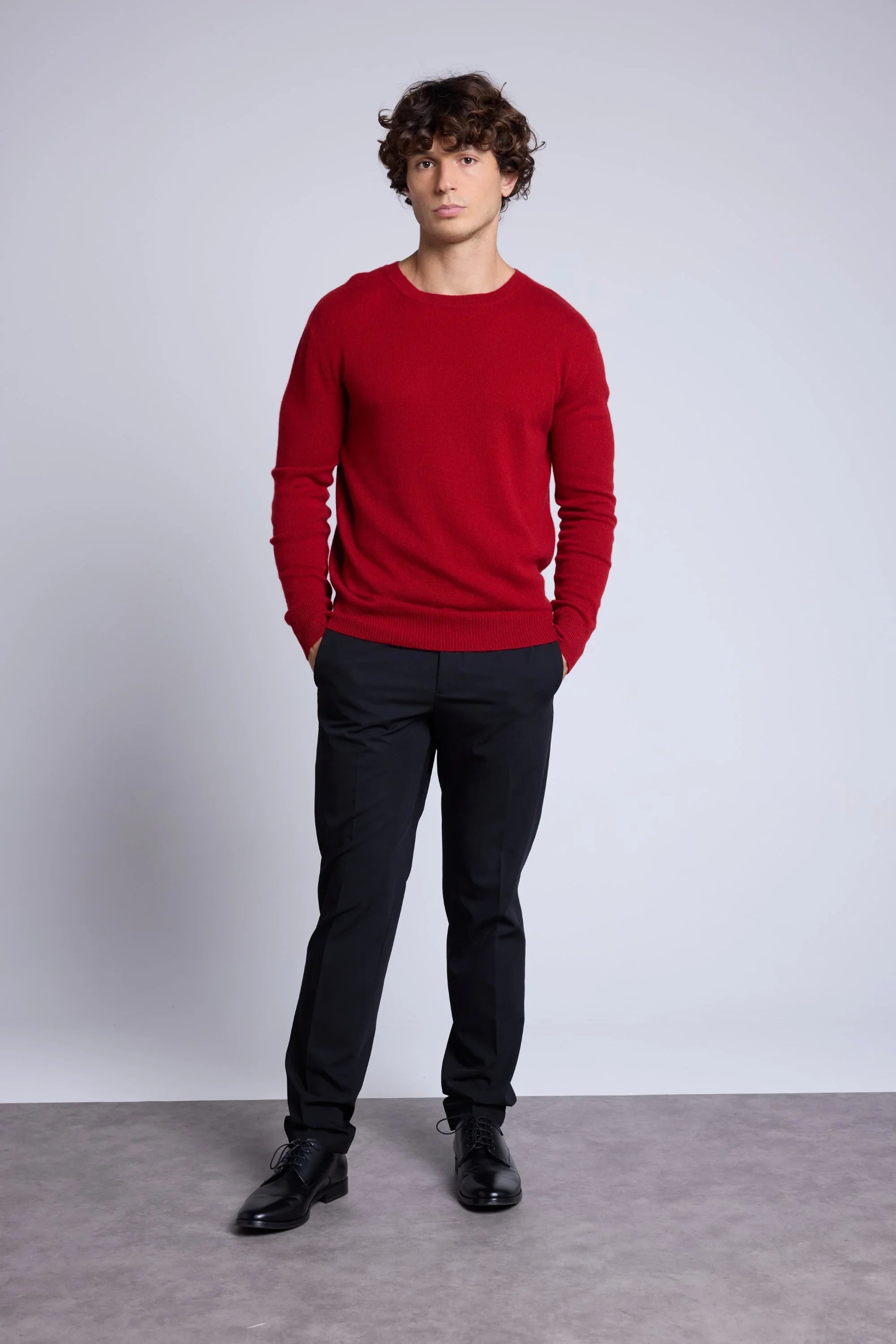 Josh Round-Neck Jumper - Burgundy Red - Men