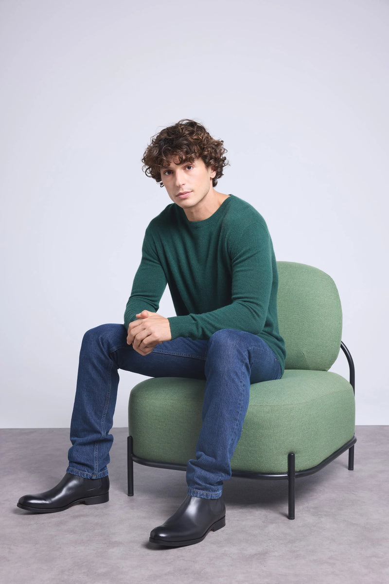 Pull Col Rond Josh - Vert Bouteille - Homme