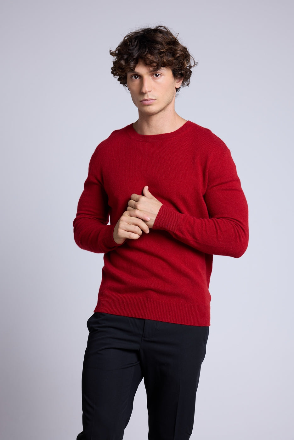 Josh Round-Neck Jumper - Burgundy Red - Men