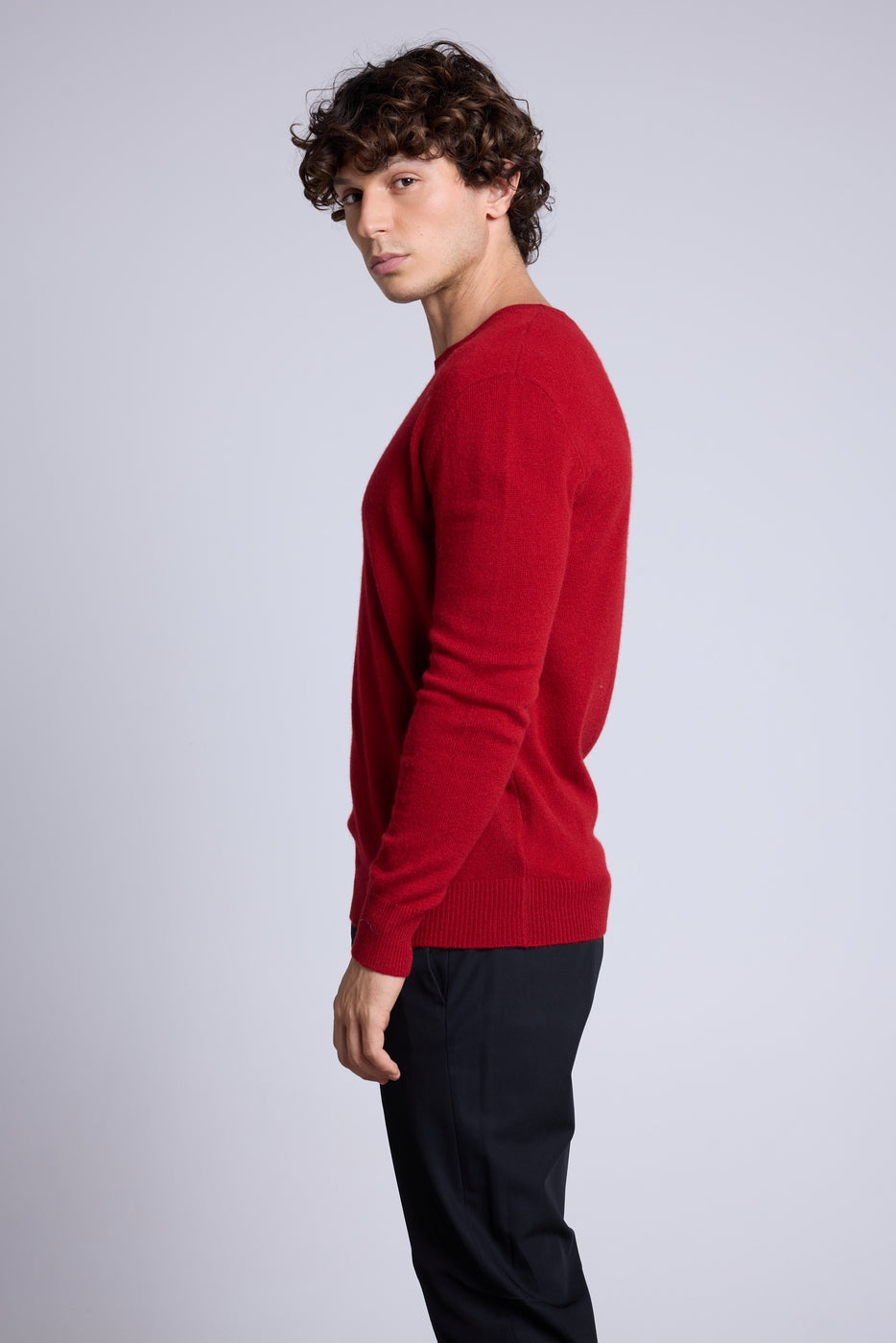 Josh Round-Neck Jumper - Burgundy Red - Men