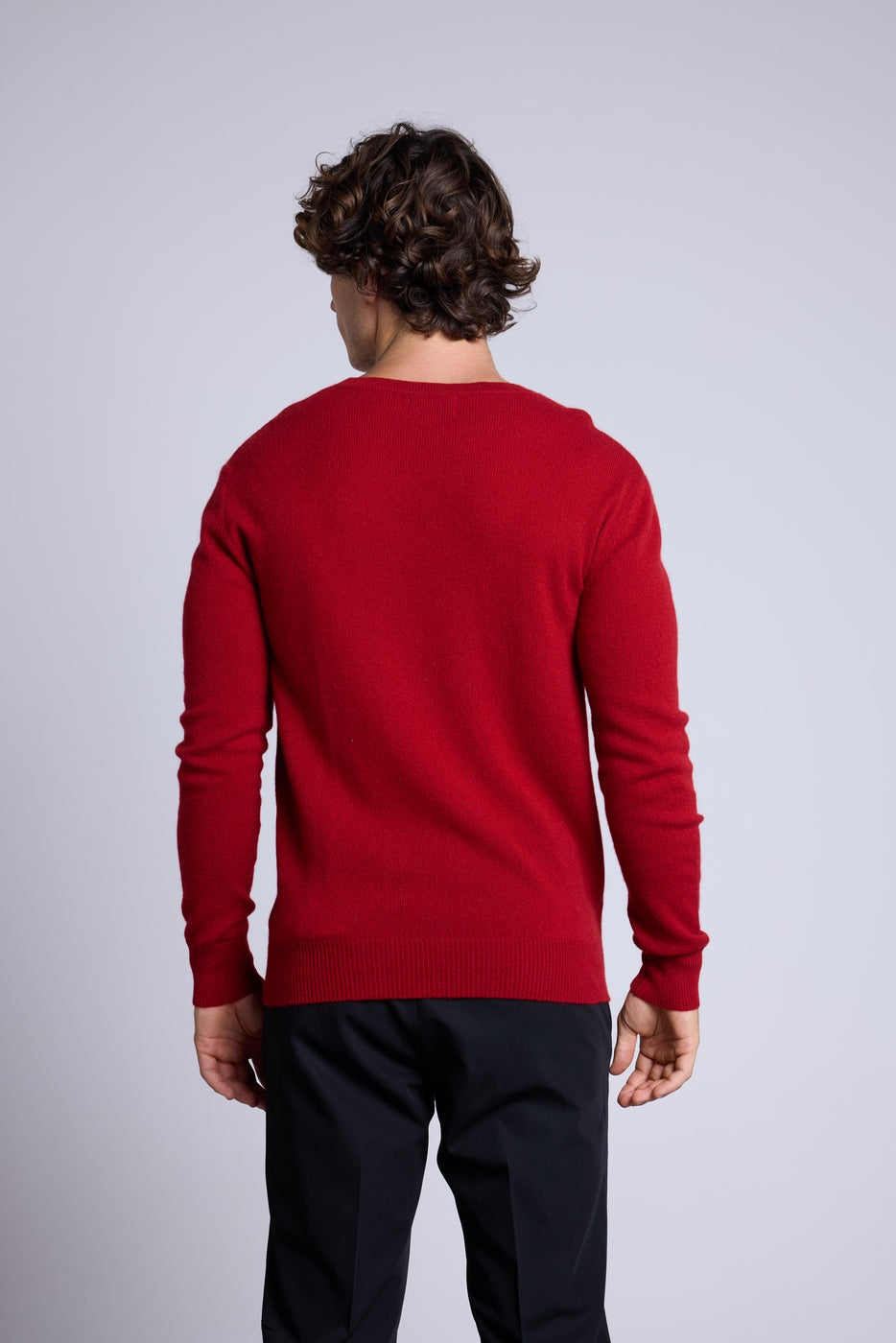 Josh Round-Neck Jumper - Burgundy Red - Men