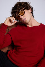 Josh Round-Neck Jumper - Burgundy Red - Men