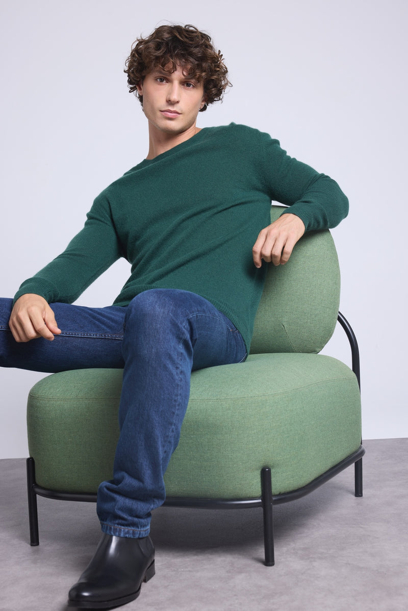 Pull Col Rond Josh - Vert Bouteille - Homme