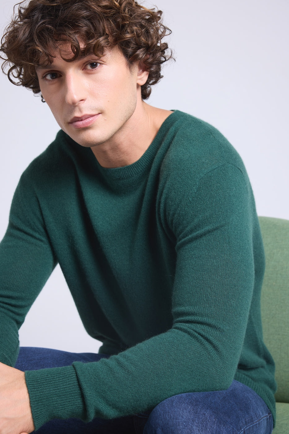 Jersey de cuello redondo Josh - Verde botella - Hombre