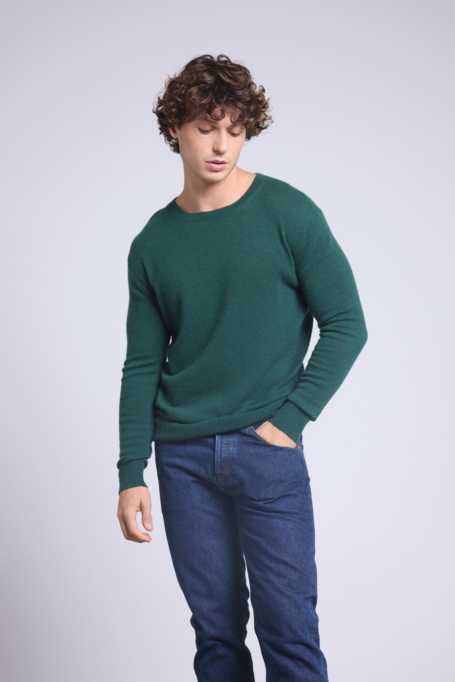 Jersey de cuello redondo Josh - Verde botella - Hombre
