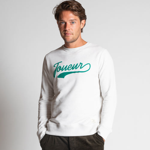 Sweat "Joueur" Ecru/Vert