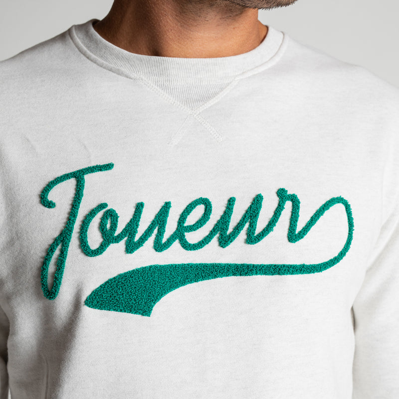 Sweat "Joueur" Ecru/Vert