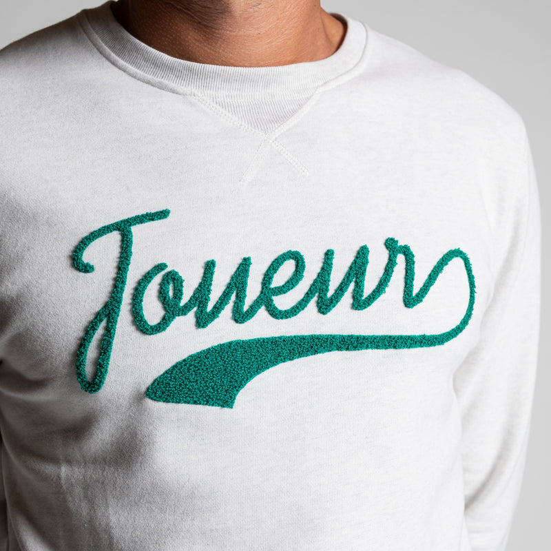 Sweat "Joueur" Ecru/Vert