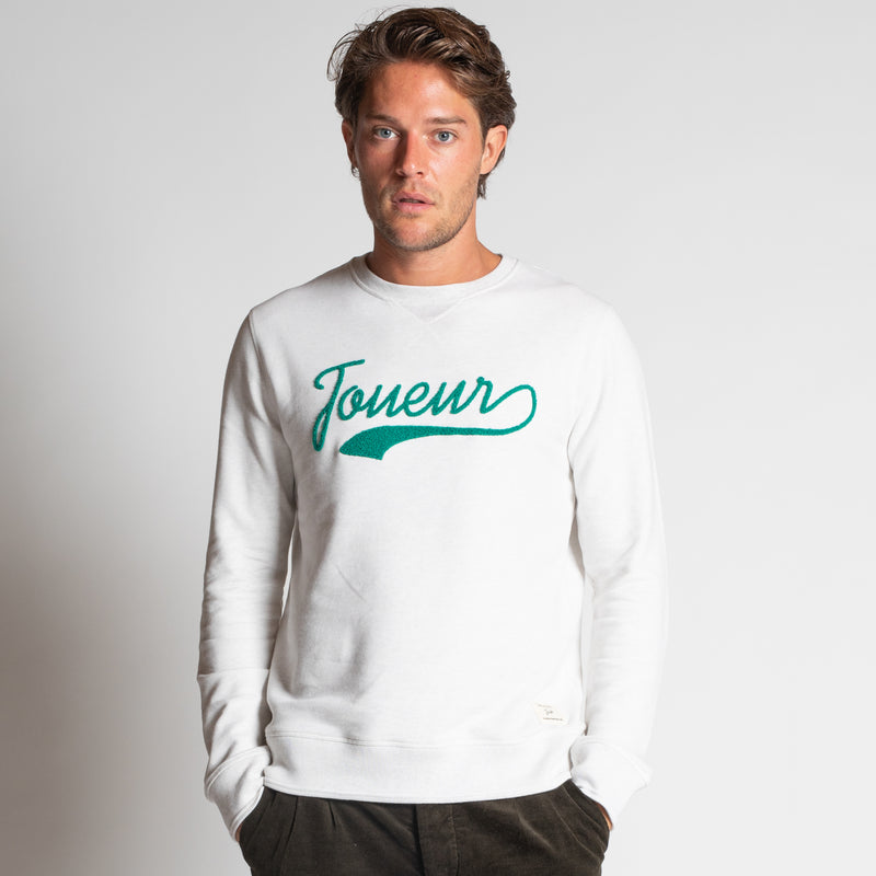 Sweat "Joueur" Ecru/Vert