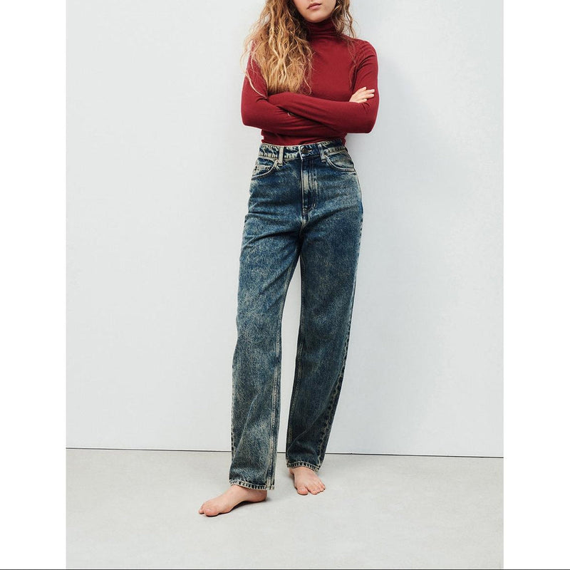 Pantalón largo recto de 5 bolsillos con cintura alta - Dirty Vintage - Mujer