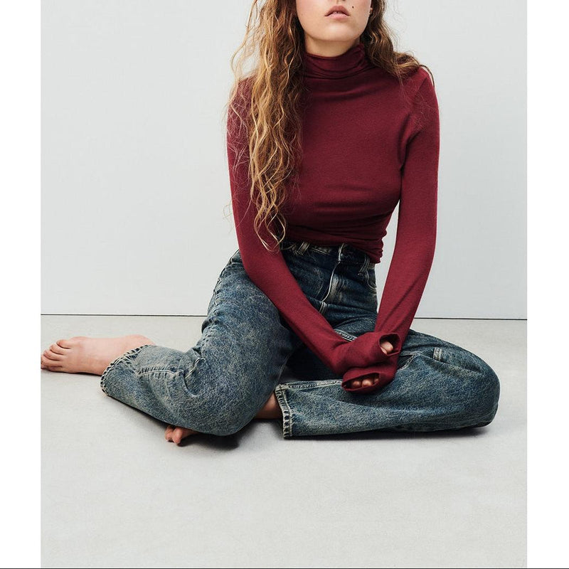 Pantalón largo recto de 5 bolsillos con cintura alta - Dirty Vintage - Mujer