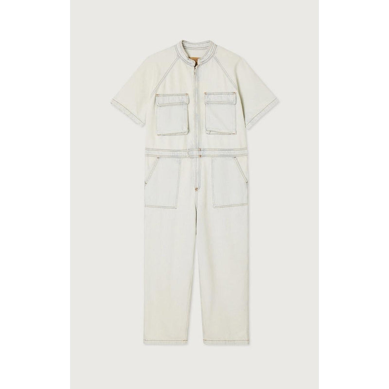 Mao Collar Trouser Jumpsuit - Super Bleached - Women