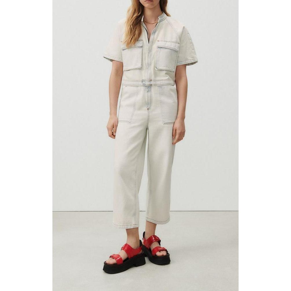 Mao Collar Jumpsuit - Super Bleached - Women