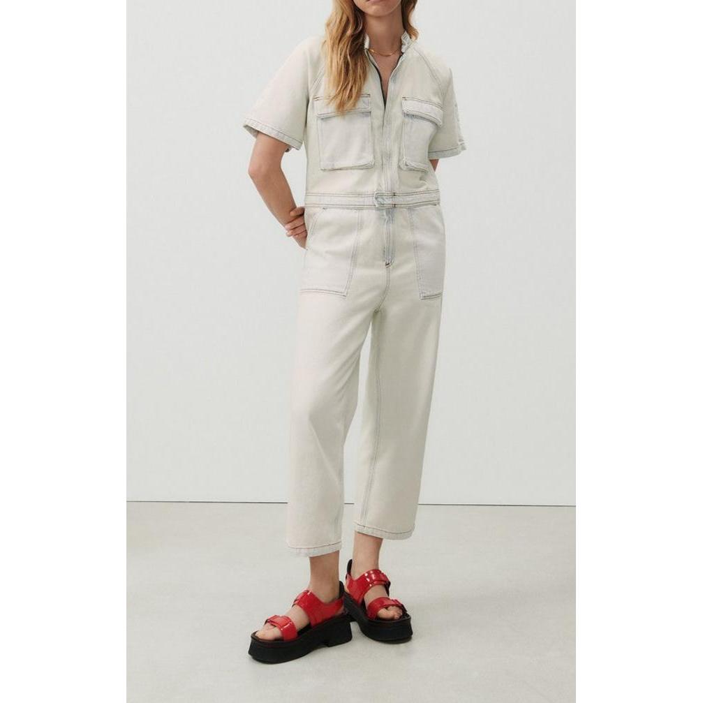 Mao Collar Jumpsuit - Super Bleached - Women