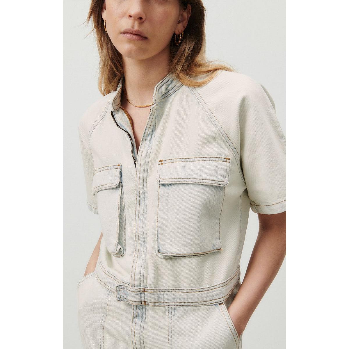 Mao Collar Jumpsuit - Super Bleached - Women