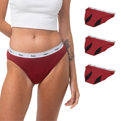 Set Of 3 Joy Menstrual Panties - Biking Red