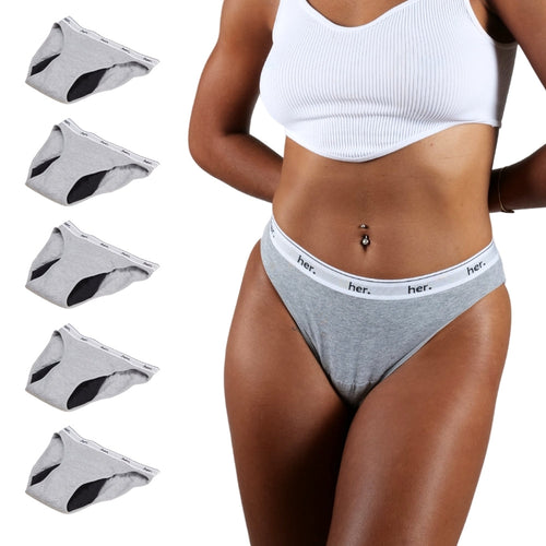 Set Of 5 Joy Menstrual Panties - Light Grey