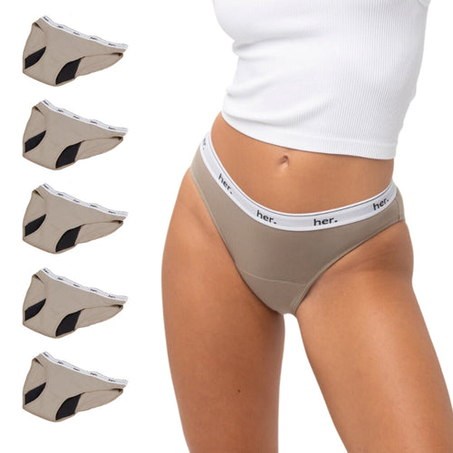 Set Of 5 Joy Menstrual Panties - Timber Wolf