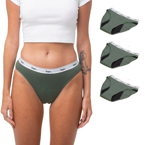 Set Of 3 Joy Menstrual Panties - Thyme