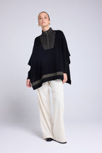 Poncho de Cuello Alto con Cremallera Joy - Negro Dorado