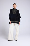 Poncho de Cuello Alto con Cremallera Joy - Negro Dorado
