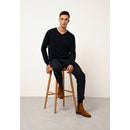 Pull Col V  Walt - 100% Cachemire 2 Fils - Navy - Homme