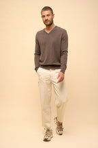 Jersey Cuello Pico - Walt - Taupe Chiné