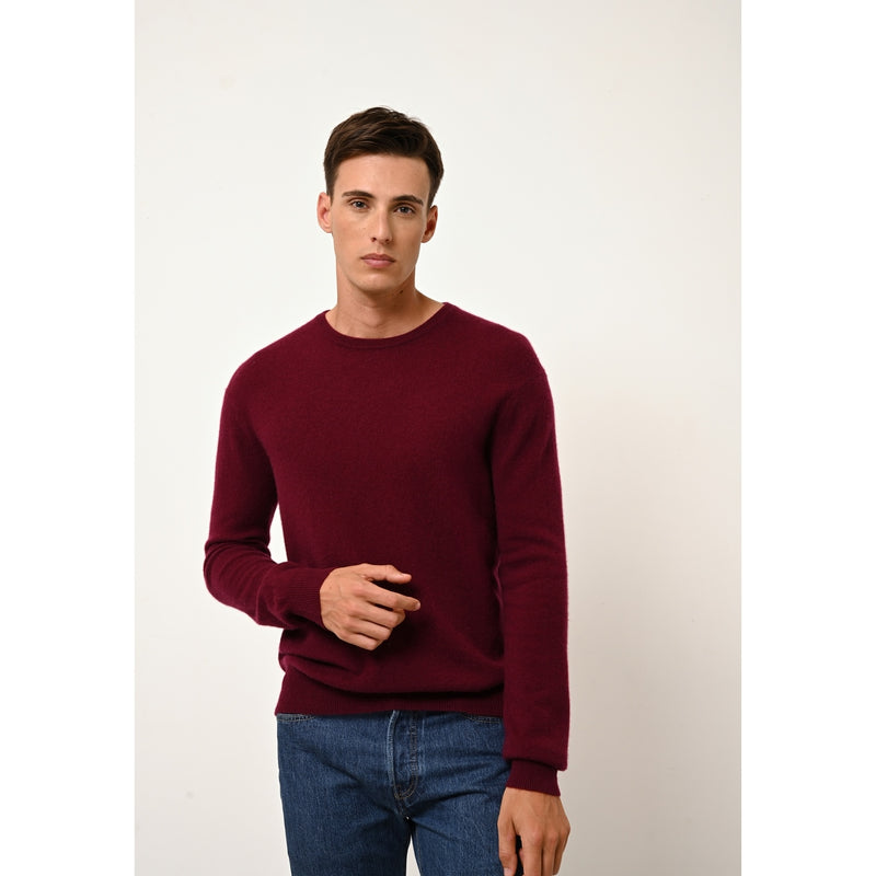 Pull Col Rond Howard - 100% Cachemire 2 Fils - Bordeaux - Homme