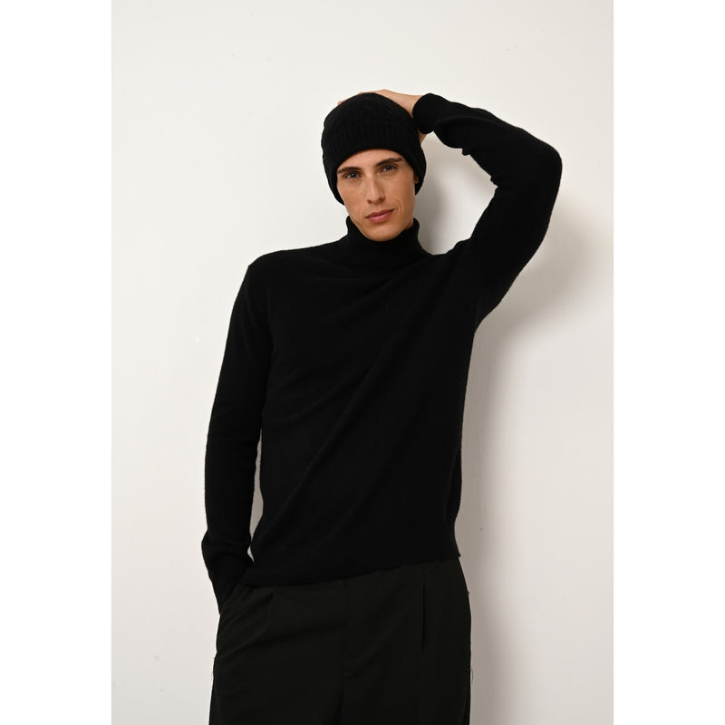 Just Cashmere - Pull Col Roulé Connor Noir - 100% Cachemire - 2 Fils - Jersey - Homme