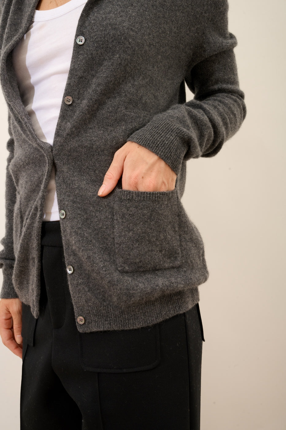 Cárdigan Cuello Redondo - Katharine - Anthracite Chiné