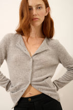 Just Cashmere - Cárdigan Cuello Redondo - Katharine - Nube Jaspeada