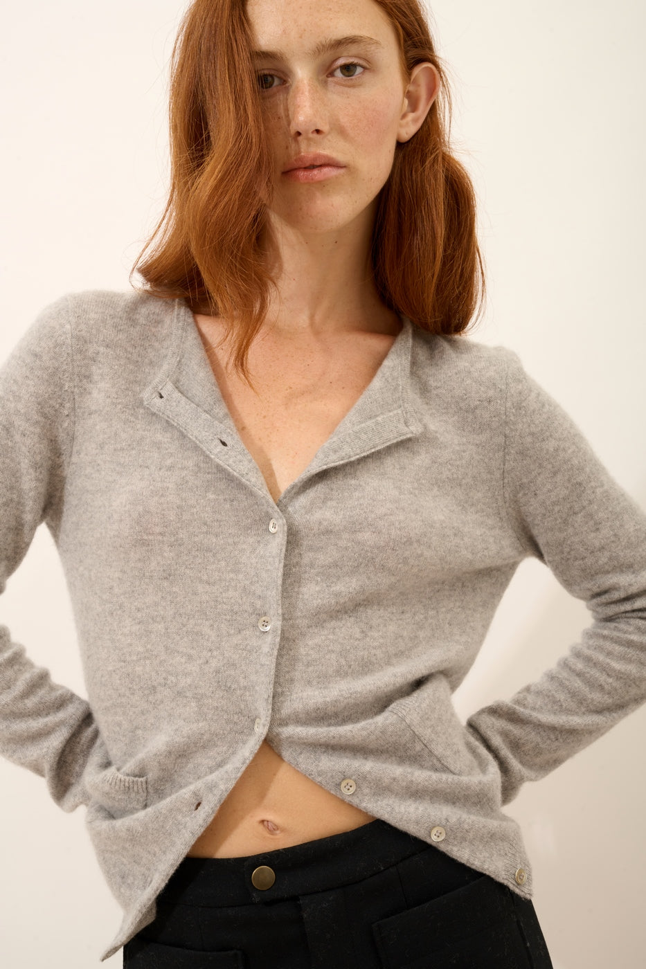 Just Cashmere - Cárdigan Cuello Redondo - Katharine - Nube Jaspeada