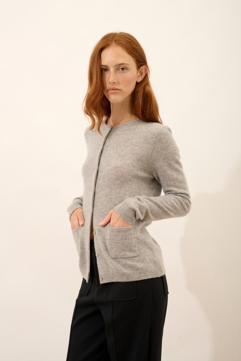 Just Cashmere - Cárdigan Cuello Redondo - Katharine - Nube Jaspeada