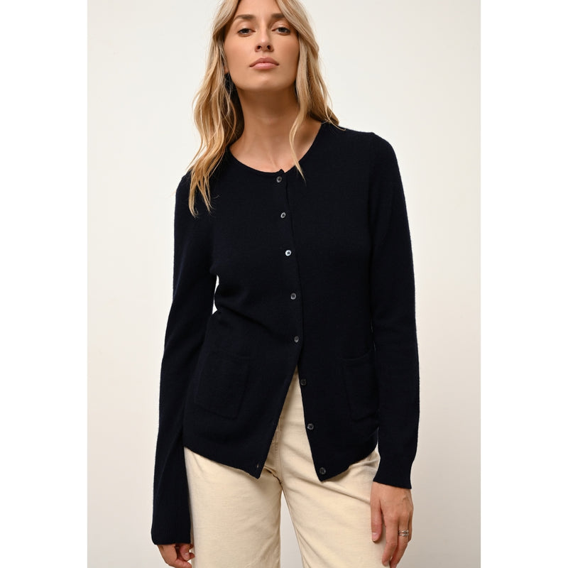 Cardigan Col Rond Katharine - 100% Cachemire 2 Fils - Navy - Femme