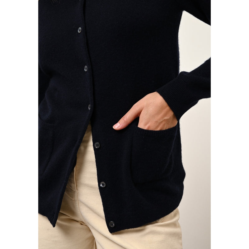 Cardigan Col Rond Katharine - 100% Cachemire 2 Fils - Navy - Femme