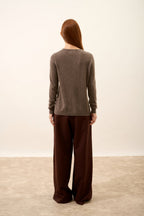 Round-Neck Cardigan - Katharine - Mottled Taupe