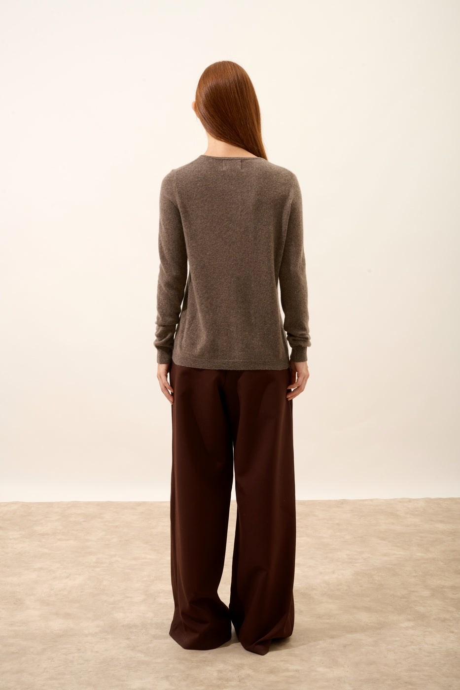 Round-Neck Cardigan - Katharine - Mottled Taupe