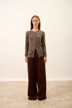 Round-Neck Cardigan - Katharine - Mottled Taupe