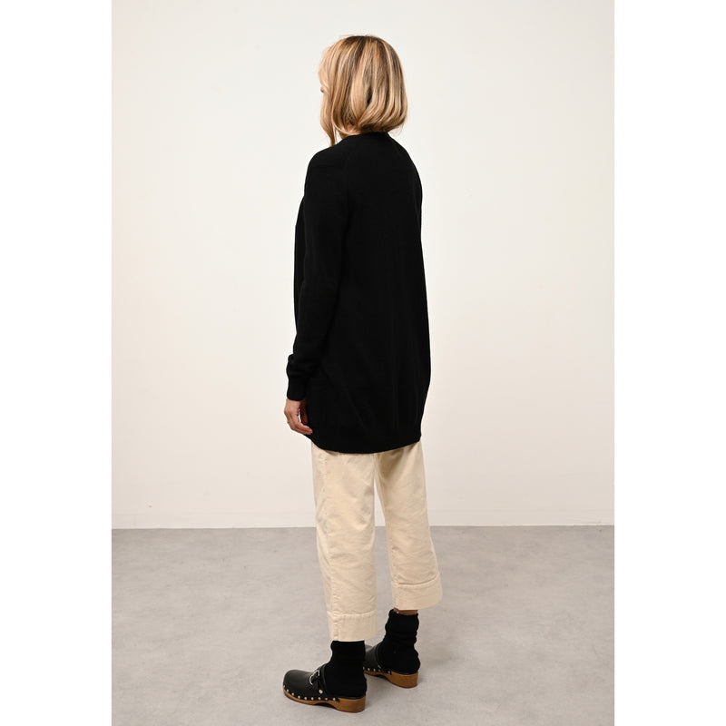 Cashmere  sudadera Just - Cárdigan Chelsea Negro Cuello en V - 100% Cachemira - 2 Hilados - - Mujer