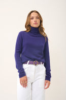 Pull Col Roulé Ava - 100% Cachemire 2 Fils - Purple - Femme