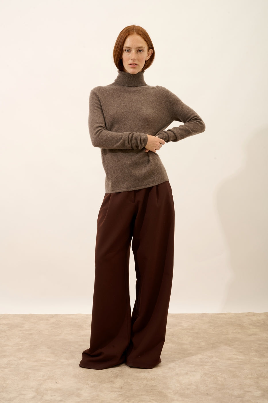 Pull Col Roulé - Ava - Taupe Chiné