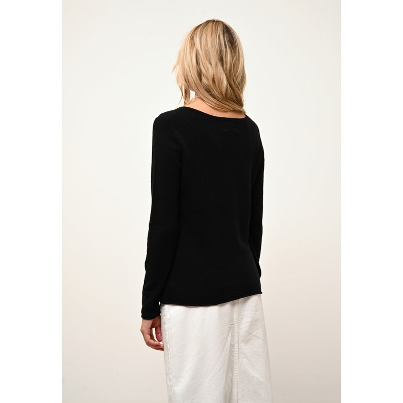 Pull Col Bateau Grace - 100% Cachemire 2 Fils - Noir - Femme