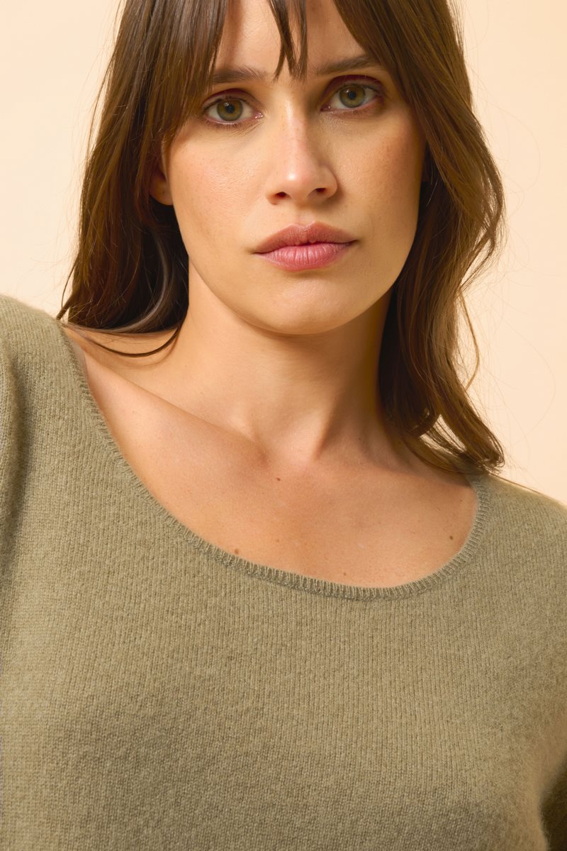 Boat Neck Jumper - Fiona - Army