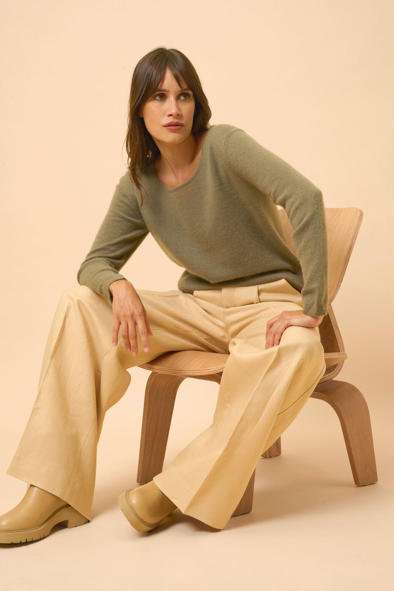 Boat Neck Jumper - Fiona - Army