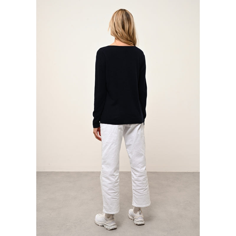 Just Cashmere - Pull Col Bateau Fiona - Navy - 100% Cachemire 2 Fils - Femme