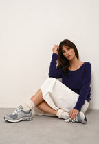 Fiona Boat Neck Jumper - 100% 2-Ply Cashmere - Purple - Women