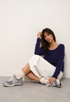 Jersey de cuello barco Fiona - 100% Cachemira 2 Hilos - Purple - Mujer