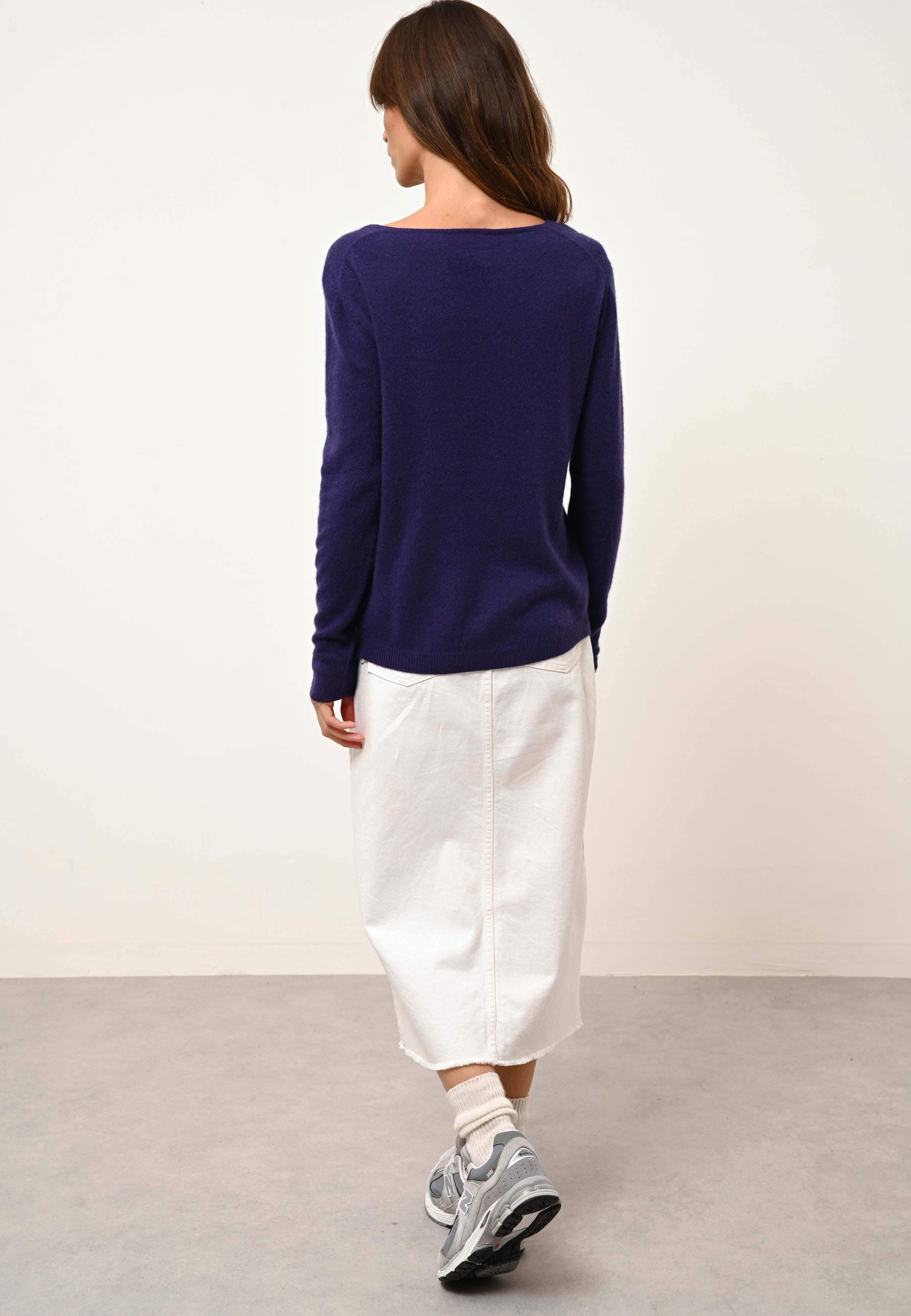 Fiona Boat Neck Jumper - 100% 2-Ply Cashmere - Purple - Women