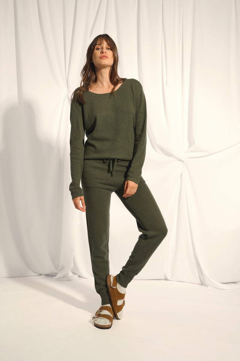 Boat Neck Jumper - Fiona - Khaki